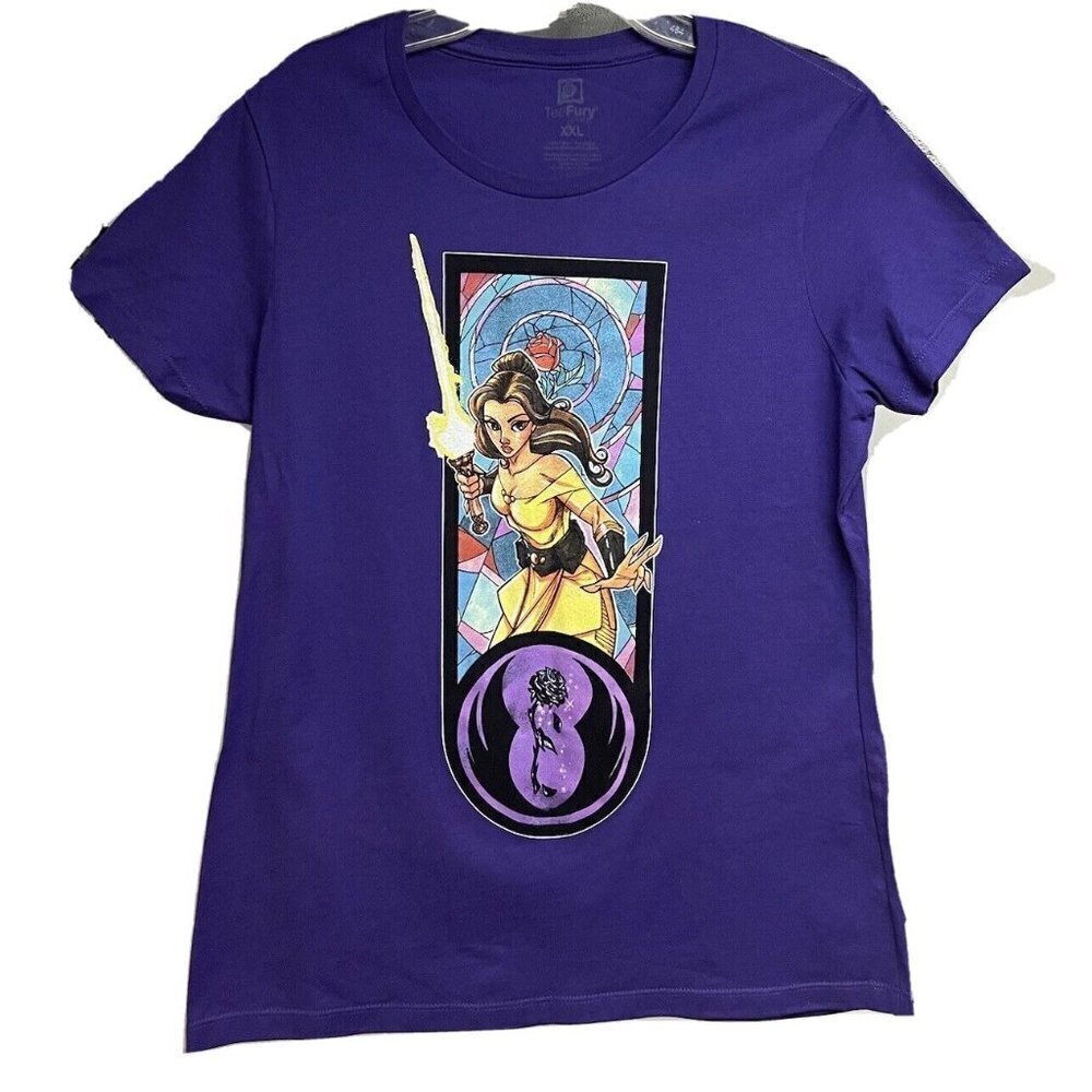 Teefury Zelda Purple Graphic T-Shirt 2XL Princess Fairytale Cotton Stretch New